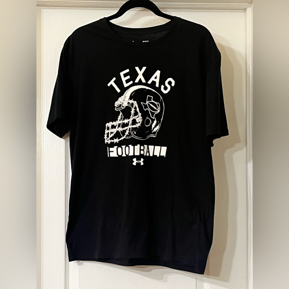 Under Armour Texas Football Design Loose HeatGear SS Blk Crew Neck Adult Lg Tee